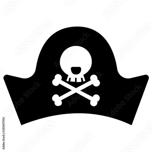  Icon of a hat having a skull sign depicting pirates hat 