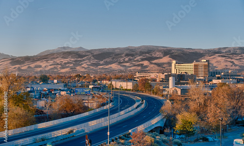 reno nevada city skyline early morning