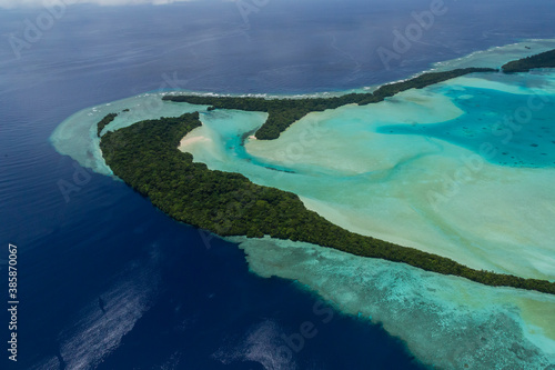 Tropical islands of Ngemelis in Palau, Aerial shot