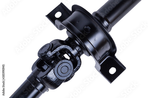 Universal joint cardan shaft in black, isolated on a white background