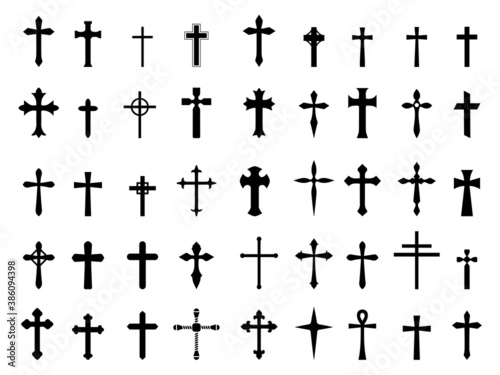 Illustration vector simple Christian cross icon collection