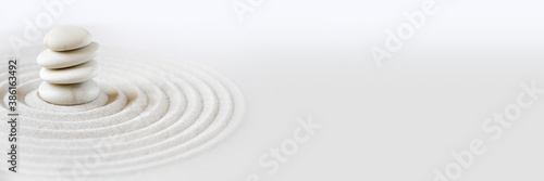 Zen japanese garden background. Horizontal banner