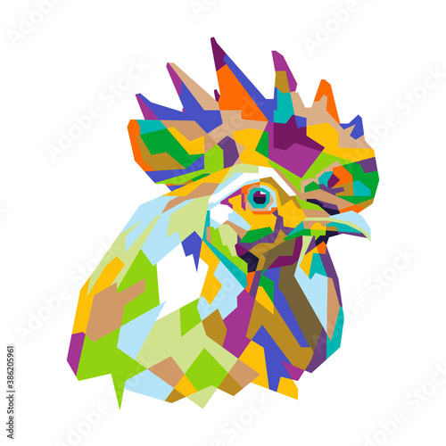 Abstract geometric head roaster chicken in WPAP popart style.colorful.vector eps10-editable