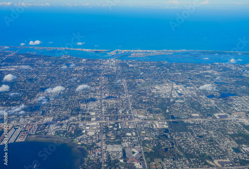 Aerial view of Tampa, st petersburg and clearwater in Florida, USA