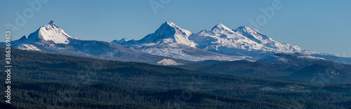 Cascade Mountain Range - Mt Washington, and the Three Sisters in the Oregon Cascades.