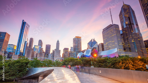 Downtown chicago skyline cityscape in USA