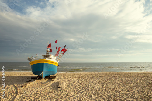 Fishing boat on the beach at Baltic sea, Poland