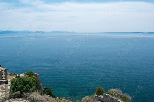 A view of mainland Greece from the Old Venetian Fortress in Corfu Town across the Ionian Sea