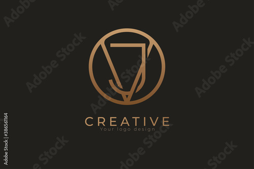 Abstract initial letter J and V logo, usable for branding and business logos, Flat Logo Design Template, vector illustration
