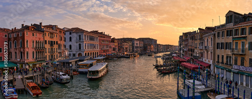 The Grand Canal at sunset from the Rialto bridge