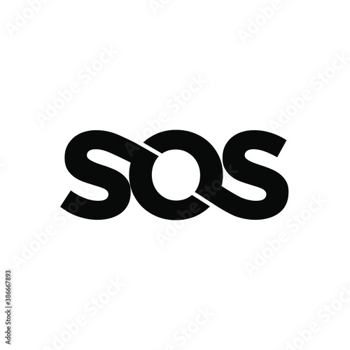 sos black with circle logo icon design vector