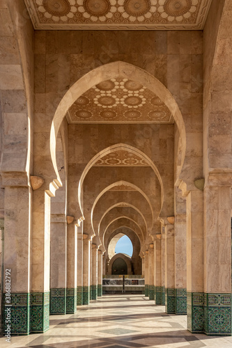 Corridor of the Hassan II mosque in Casablanca, Morocco