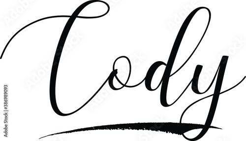 Cody -Male Name Cursive Calligraphy on White Background