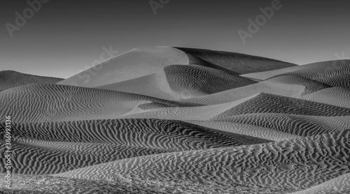 Black and white sand dunes in the Dubai