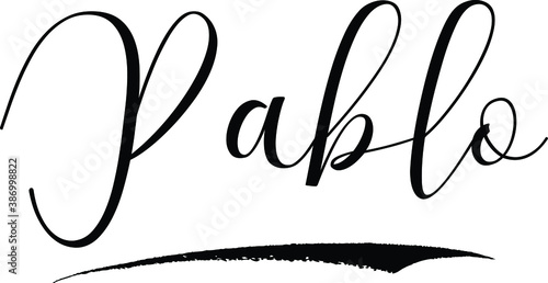 Pablo-Male Name Cursive Calligraphy on White Background