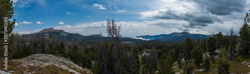 Mountain forest valley landscape panorama