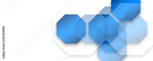  Abstract blue octagon tech geometric background 