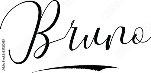 Bruno -Male Name Cursive Calligraphy on White Background