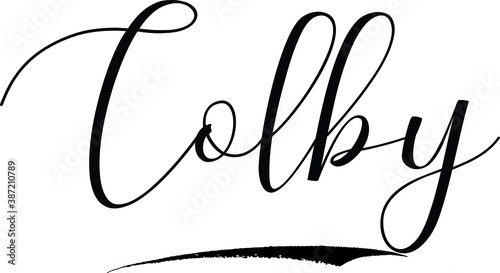 Colby -Male Name Cursive Calligraphy on White Background