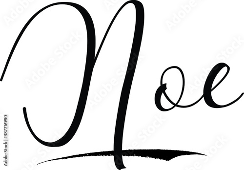 Noe -Male Name Cursive Calligraphy on White Background