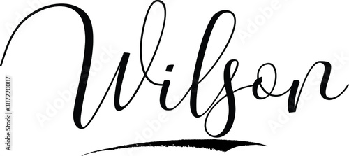 Wilson -Male Name Cursive Calligraphy on White Background