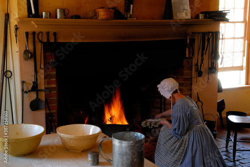 Kitchen staff in the officers quarters of Old Fort York Toronto