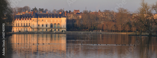 The palace of Rambouillet at Sunset in autumn 