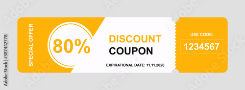 Vector discount coupon flyer sticker or banner.