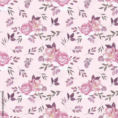 Floral seamless pattern roses and wild flowers Premium Vector