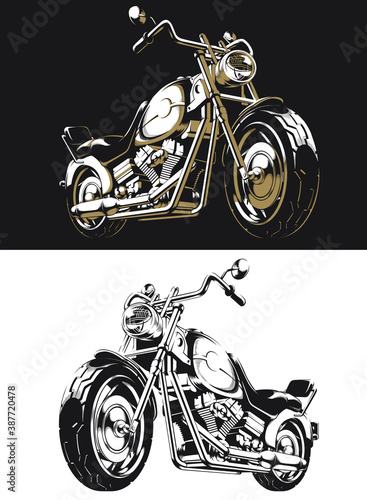 Silhouette retro motorcycle chopper isolated vector