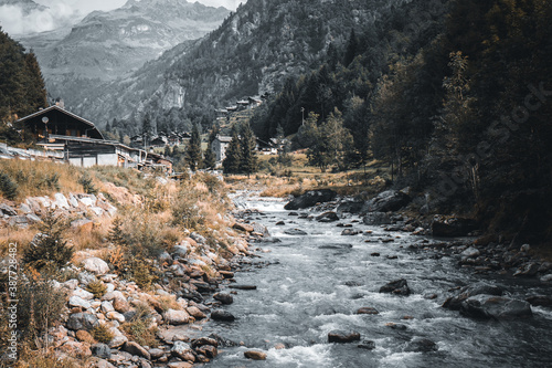 Mountain stream bed in Alagna Valsesia, Piedmont