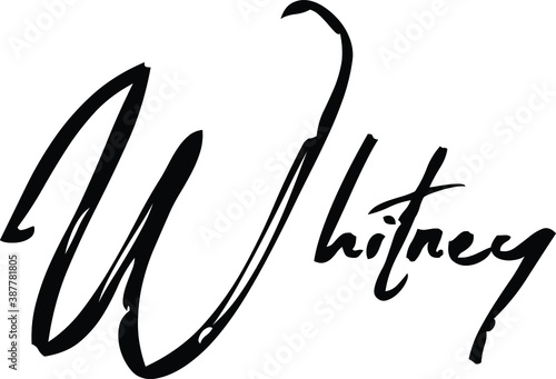 Whitney-Female Name Modern Cursive Brush Calligraphy on White Background