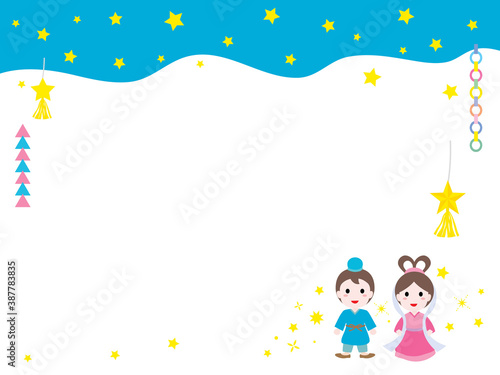 七夕の織姫と彦星のカードデザイン