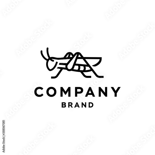 Grasshopper mantis logo, cricket insect icon in trendy minimal Geometric line linear style