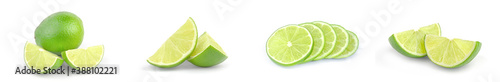 Group of limes on a white background