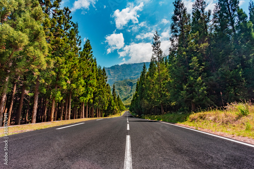 Mountain road in the heart of Reunion Island in Cilaos