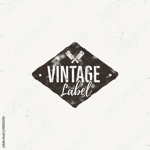Vintage handcrafted label design. Letterpress effect with typography elements and steak knife cuts. isolated