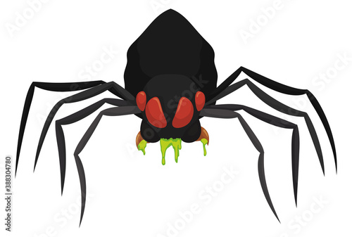Dark and Ferocious Spider Drooling Venom over White Background, Vector Illustration