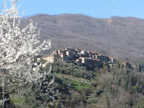 Panorama of Castelvecchio village, province of Pistoia . Tuscany, Italy
