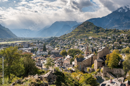 view from Château de Tourbillon over Sion, Valais