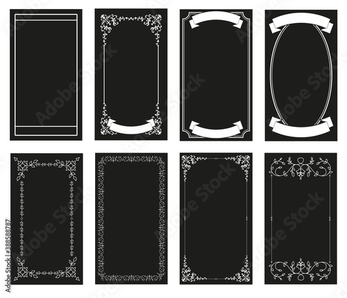 Ornamental retro style frames, banners for text and blank space for tarot cards, invitations, weddings, celebrations.