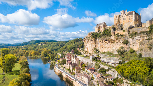 aerial view of beynac et cazenac town, France