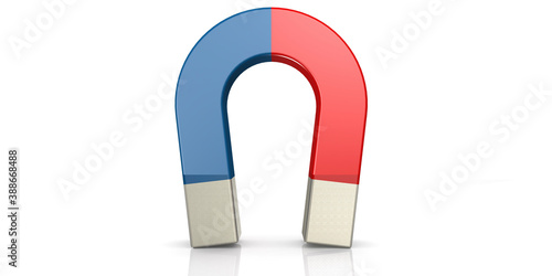 Red and blue horseshoe magnet