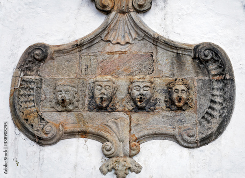 Ancient fountain built in 1759 in historical city of Ouro Preto, Brazil 