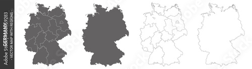 4 vector political maps of Germany with regions on white background 