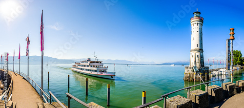 famous harbor with sailboats at the historic island of Lindau am Bodensee - Germany