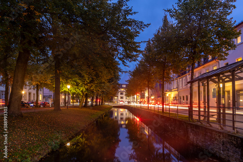 night view of the friedrichstaler canal in Detmold