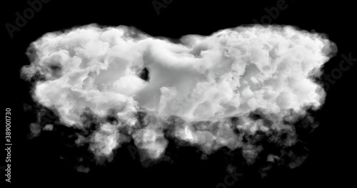 3d rendering. Cloud on a black background. Atmospheric phenomenon.