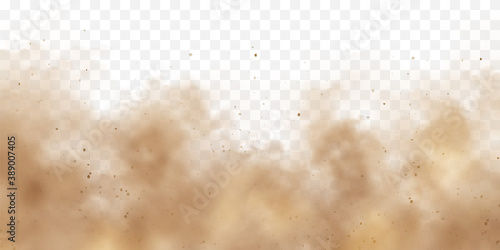 Realistic dust clouds. Sand storm. Polluted dirty brown air, smog. Vector illustration.