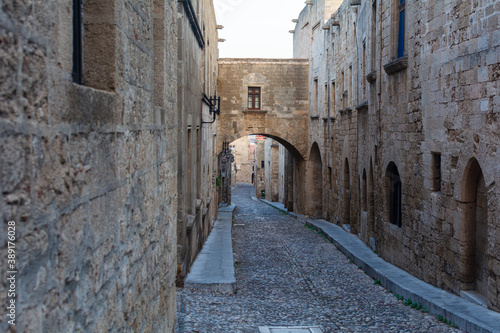 Old town of Rhodes , Greece -25oct-2020 : Historical streets of old town Rhodes Dodecanese, Greece